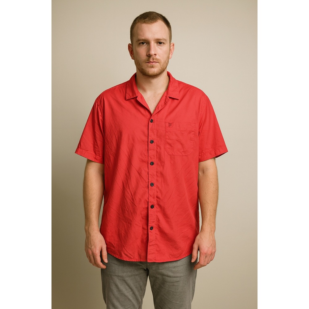 Dixxon Mens Red Short Sleeve Performance Bamboo Series Button Down Shirt XL